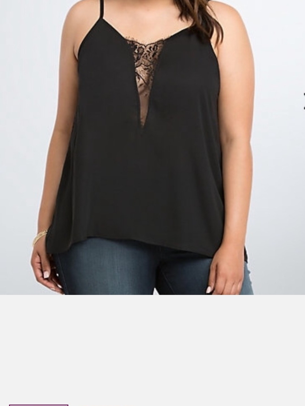 torrid Black Lace-Trim V-Neck Cami